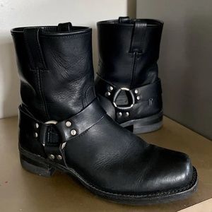 Frye leather harness boots 8R  -- mens 12 / made in USA / o-ring detail
